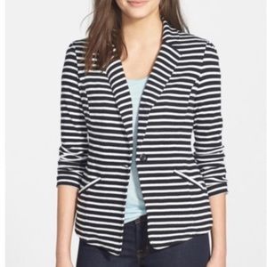 Caslon black and white striped blazer size xs